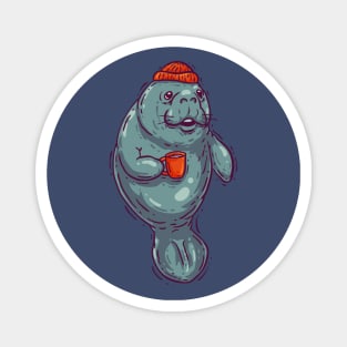 Manatee drinking Tea - Chubby Mermaid Magnet